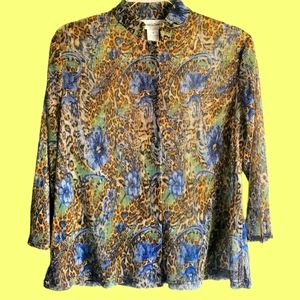 Vintage Iridescent Leopard Floral Top